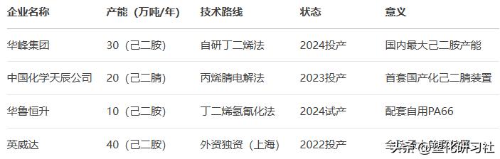 尼龙产业链新投产在建规划项目_己内酰胺PA6原料项目_PA6色母与PA66色母