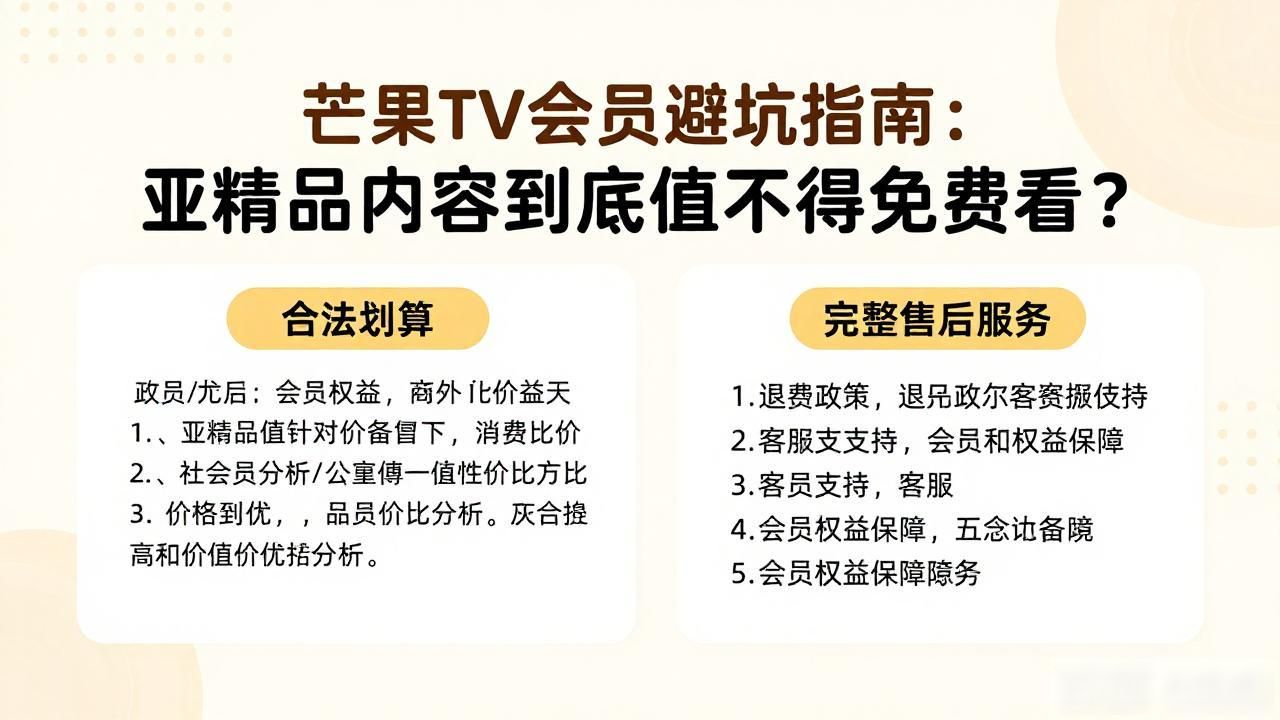 芒果TV会员避坑指南：亚精品内容到底值不值得免费看？