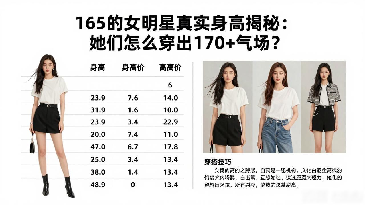 165的女明星真实身高揭秘：她们怎么穿出170+气场？